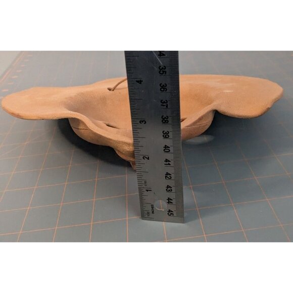 Handcrafted Terracotta Wall Mask Tribal Cactus Design Blue Accents - Picture 12 of 13